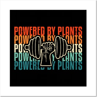 Vegan Retro Powered By Plants Posters and Art